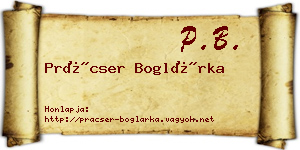 Prácser Boglárka névjegykártya